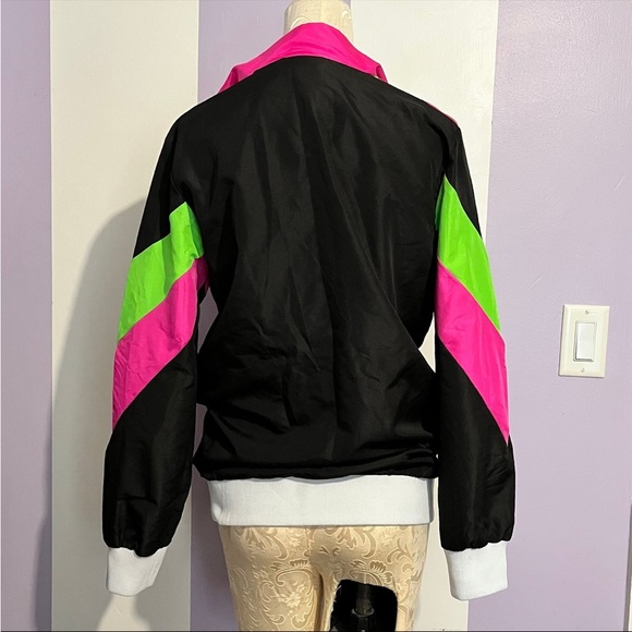 Women’s Sm/Md 2-8 Tracksuit Costume Windbreaker 80’s Neon Jacket Pants Set - Picture 6 of 12